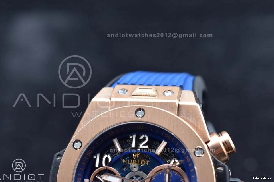 894 Big Skeleton Best Edition on 1:1 RG Hublot Strap Rubber Blue A Unico Dial ZF Blue Bang NewStyle 0509